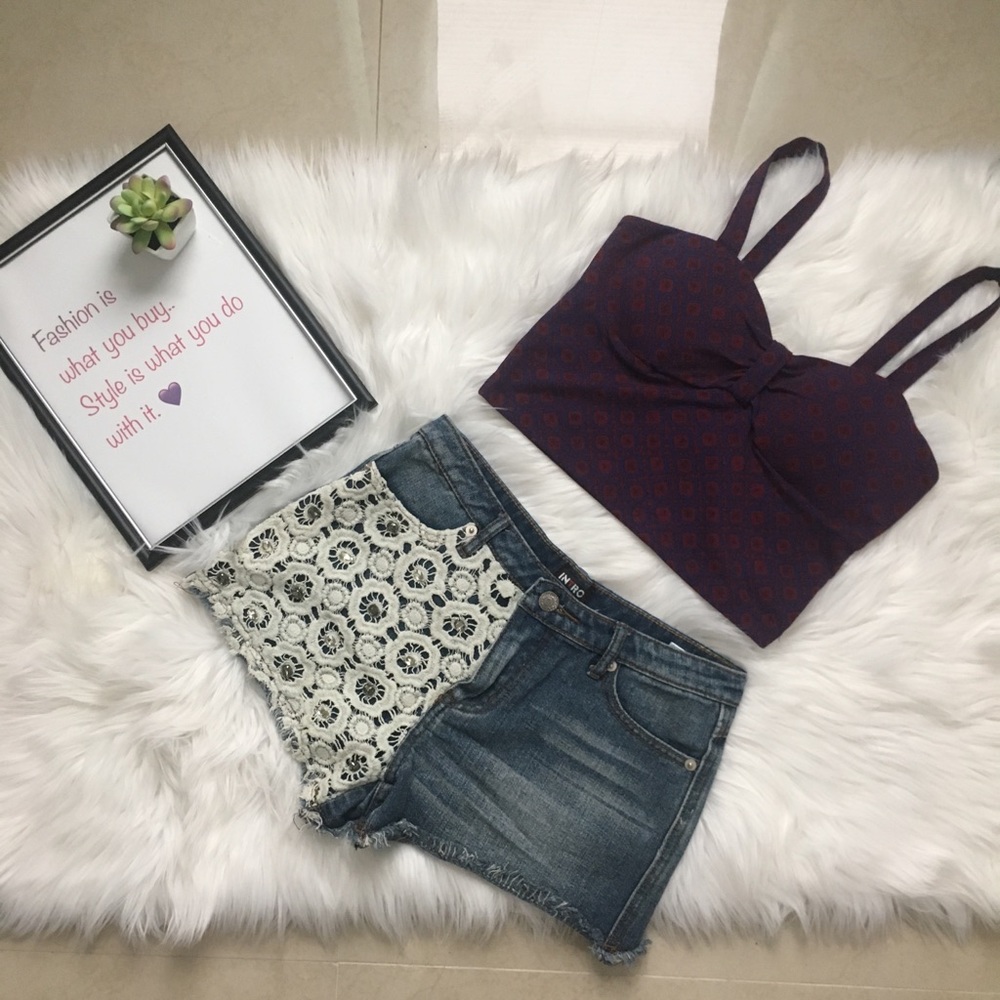 Forever 21 Red/Blue Crop Top